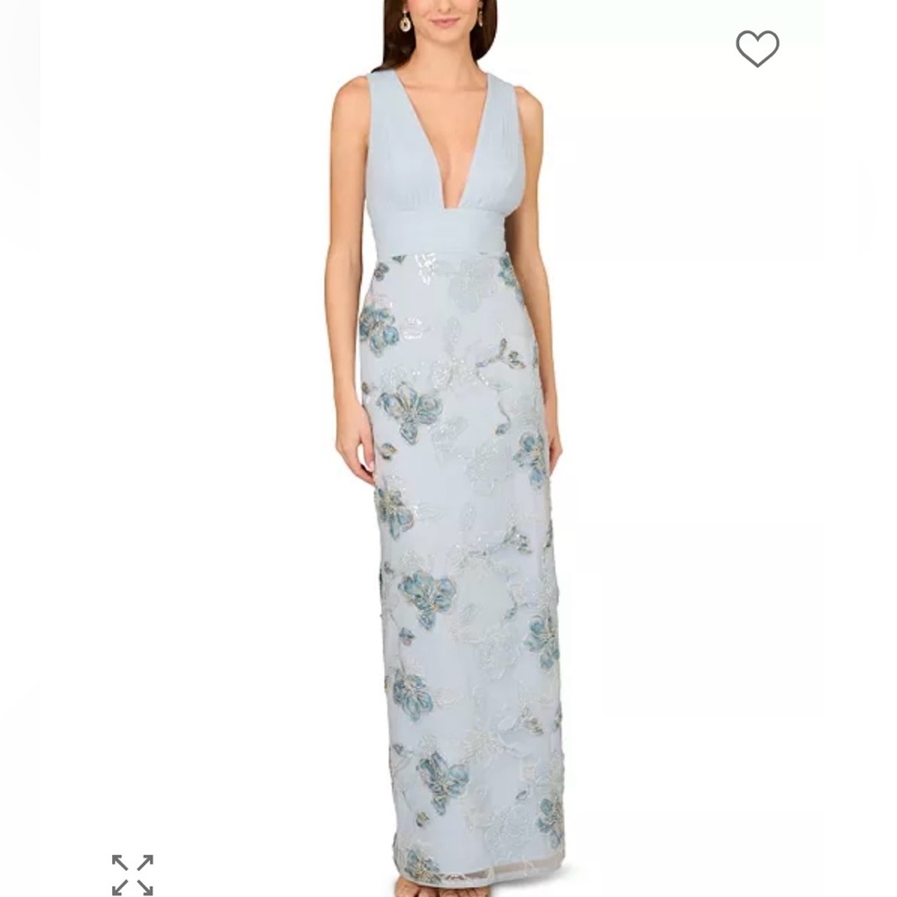Aidan Mattox Embellished Gown Tropez Blue Size 10